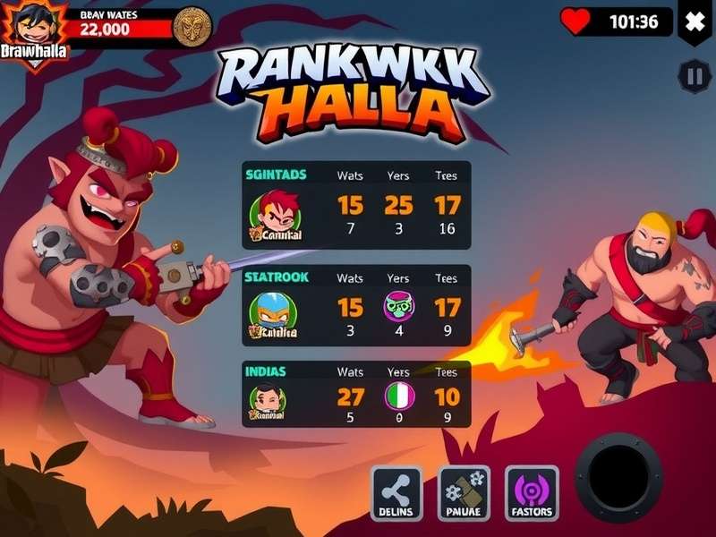 Brawlhalla competitive gameplay showcasing multiple legends in action