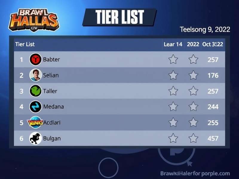 Brawlhalla 2022 Tier List Visualization showing legend rankings
