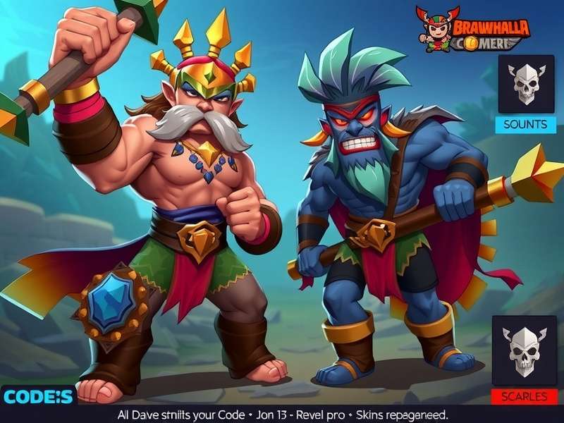 Brawlhalla redeem codes screen showing skins and mammoth coins