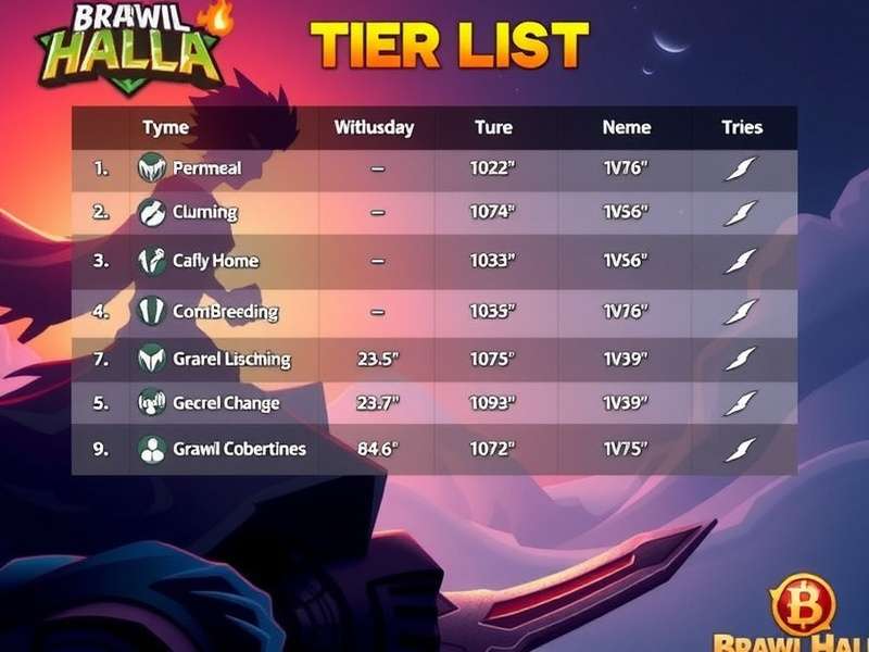 Brawlhalla 2023 Tier List Visual Representation showing S-tier legends