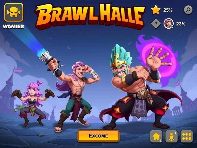 Brawlhalla cross-platform play showing PC, mobile, and console screens