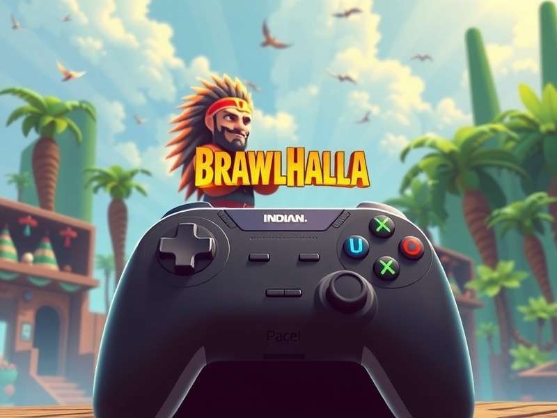 Professional Brawlhalla player using a customized fight stick and controller