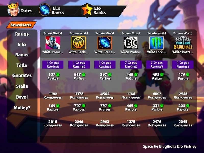 Brawlhalla competitive ranking ladder visualization showing tiers from Tin to Valhallan