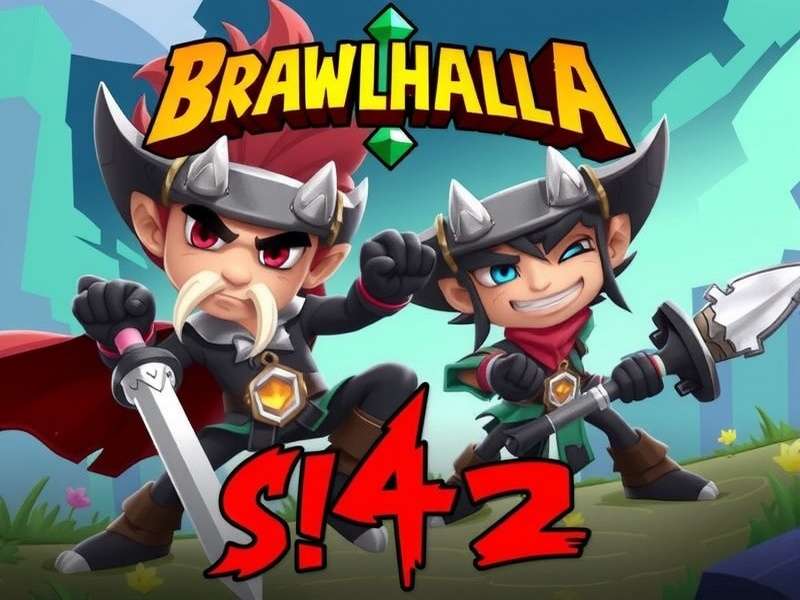 Brawlhalla gameplay screenshot showing multiple characters fighting