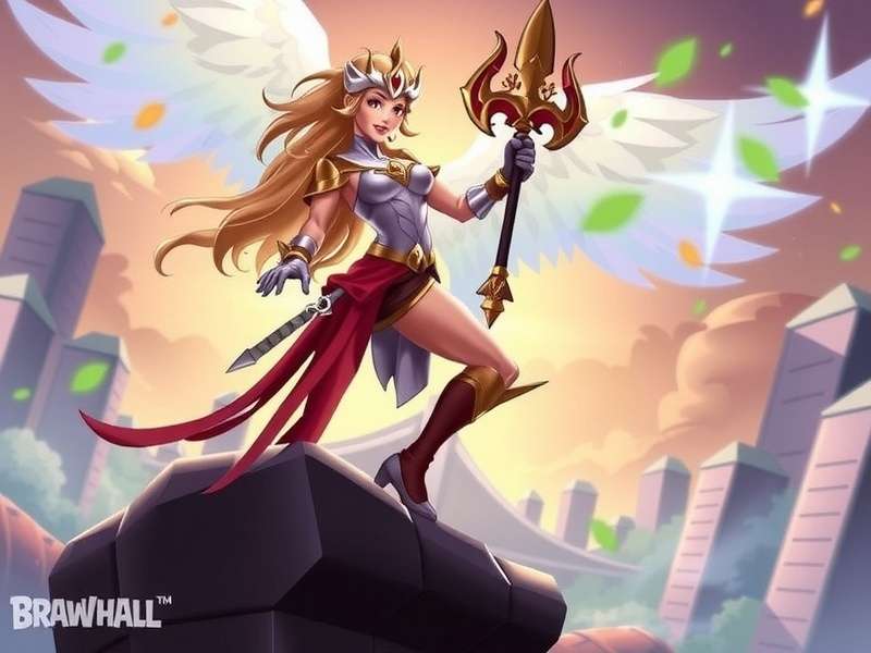 Artemis wielding Scythe and Lance in Brawlhalla