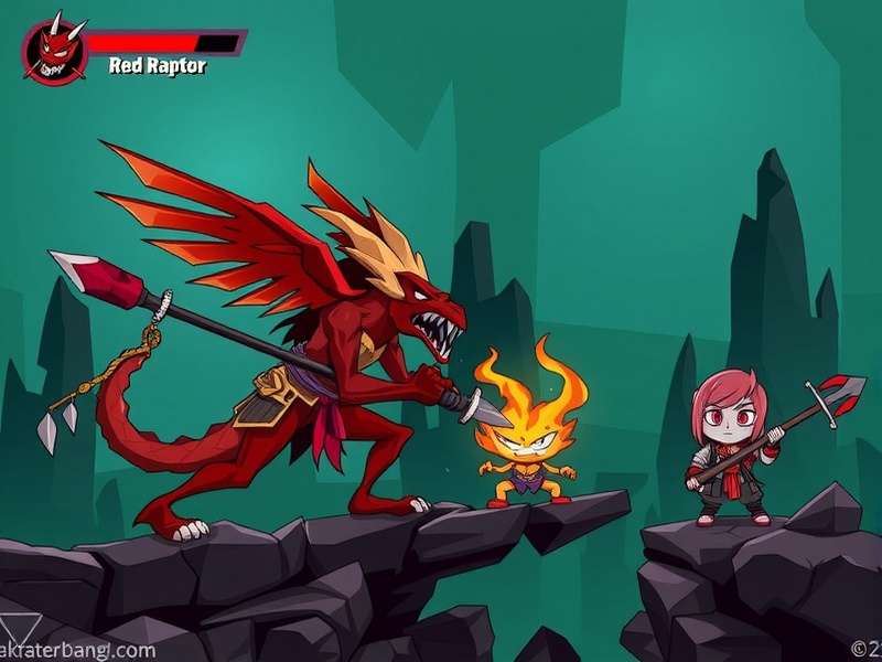 Red Raptor Brawlhalla character in action pose with fiery wings