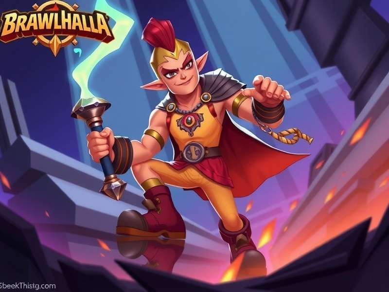 Brawlhalla character selection screen showing multiple legends with weapons