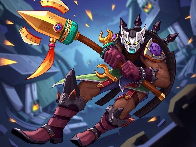 Brawlhalla character performing a heavy Wrench Staff attack in mid-air