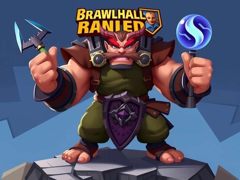 Competitive Brawlhalla gameplay scene with characters in action