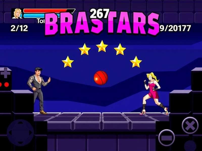 Competitive Brawlhalla tournament scene with players concentrating