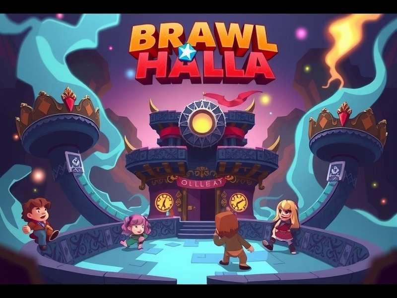 Brawlhalla intense gameplay screen with colorful characters battling
