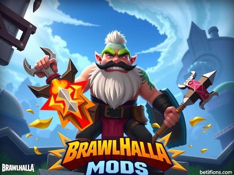 Brawlhalla mods online showcase featuring custom skins, weapons and UI enhancements