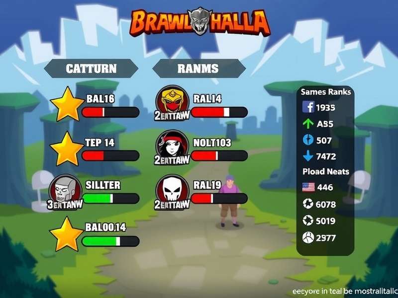 Brawlhalla all ranks from Tin to Valhallan displayed in a tier list graphic