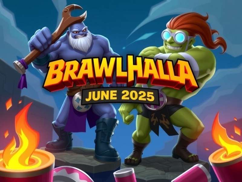 Brawlhalla June 2025 gameplay with character skins and code redemption interface
