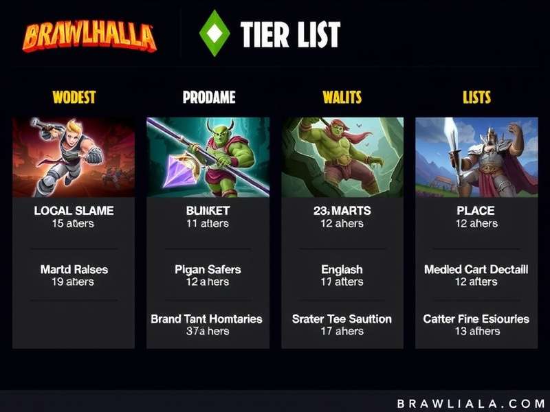 Brawlhalla legend comparison matrix showing S to D tier stats